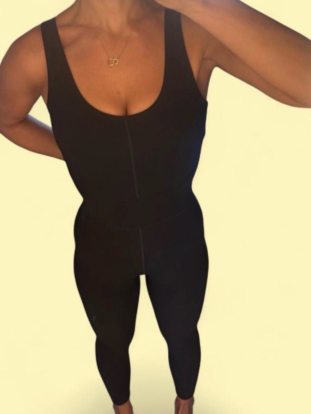 Fabletics Pureluxe Built-In Bra 7/8 Jumpsuit Black Size M Like New